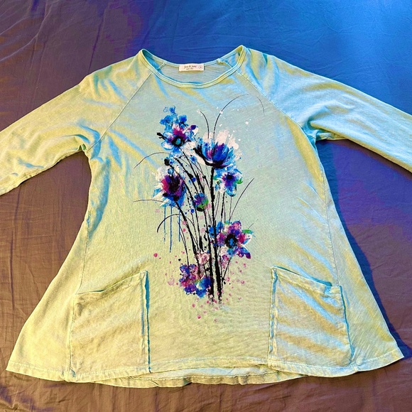 NWT Jane&Jess Felicity Mineral Wash tunic in sea green blue, size Small - Picture 2 of 5